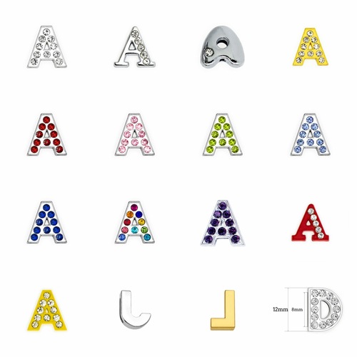 Alloy rhinestone letter beads diy bracelet mobile phone chain thin strap clothing accessories 8mm alloy diamond letters