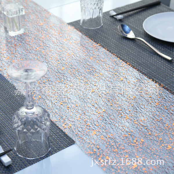 厂家直销 专业生产销售 2016新款可循环利用烫金网布 玻璃纱桌布