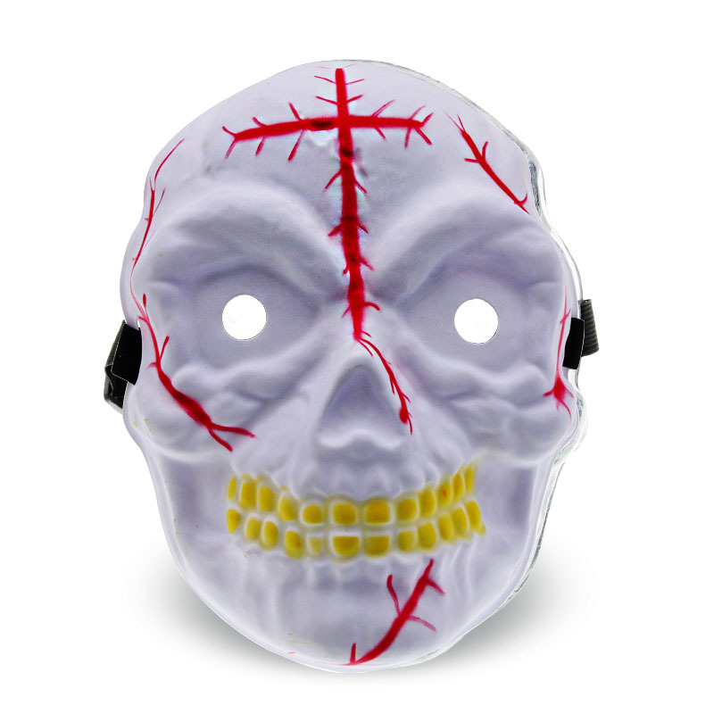 Halloween horror cráneo fantasma máscara de PVC para la luz del pelo pegajoso negro sangriento máscara de cabeza fantasma