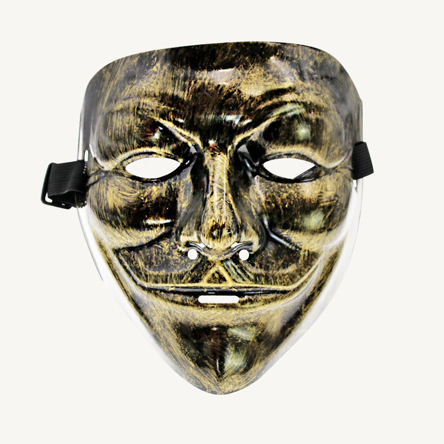 Gran danza fantasma de Halloween en forma de V máscara negro vintage vendetta oro y plata misma máscara facial bola máscara de vestir image 7