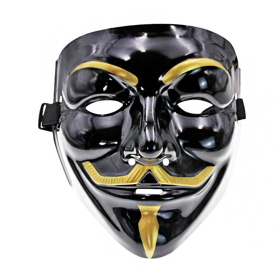 Gran danza fantasma de Halloween en forma de V máscara negro vintage vendetta oro y plata misma máscara facial bola máscara de vestir image 10