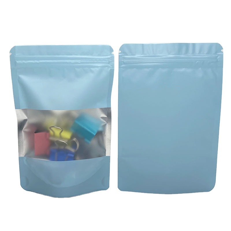 Color esmerilado auto-permanente bolsa de autosellado ventana mate bolsa de papel de aluminio productos secos embalaje bolsa sellada snack bolsa de hueso de plástico