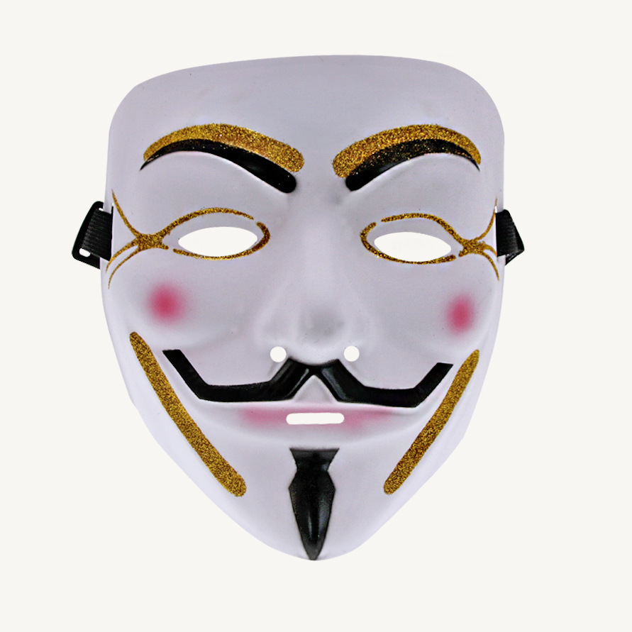 Gran danza fantasma de Halloween en forma de V máscara negro vintage vendetta oro y plata misma máscara facial bola máscara de vestir image 6