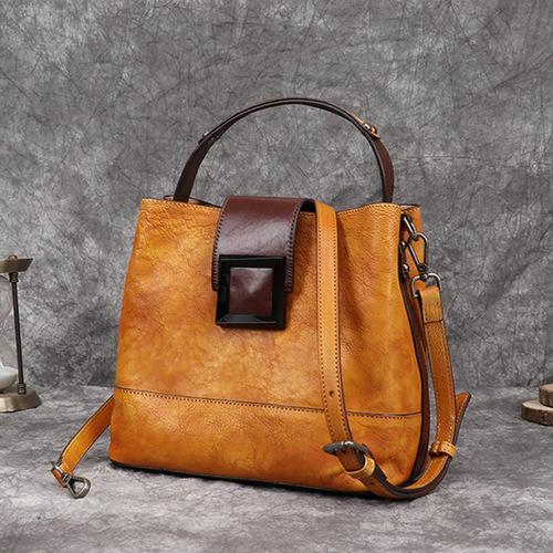 Specially designed genuine leather bag—vintage-style, multi-functional crossbody tote for women, crafted from tree bark leather.