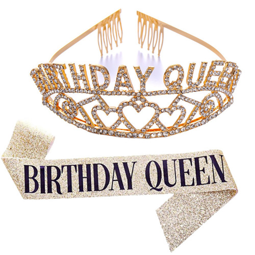 European and American hot selling BIRTHDAY QUEEN love queen birthday tiara crown hair accessories party holiday tiara