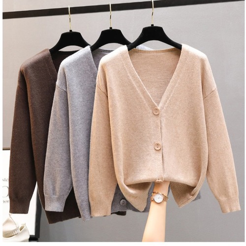 2025 Autumn/Winter Loose Casual Sheer Core Wool Cardigan for Women in Harajuku Style Short Knit Top Outerwear for Women