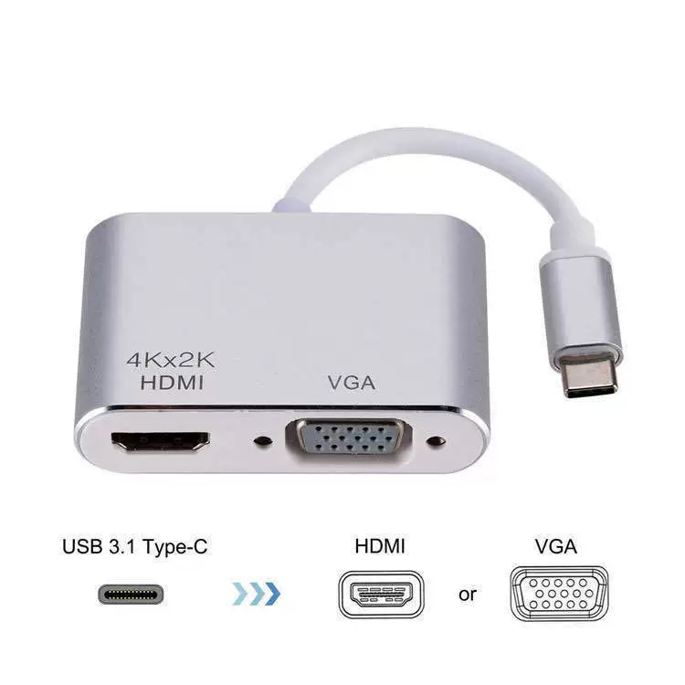 Type-C к HDMI VGA двухвходной USB3.1 к VGA ротор HDMI конвертер поддерживает 4K