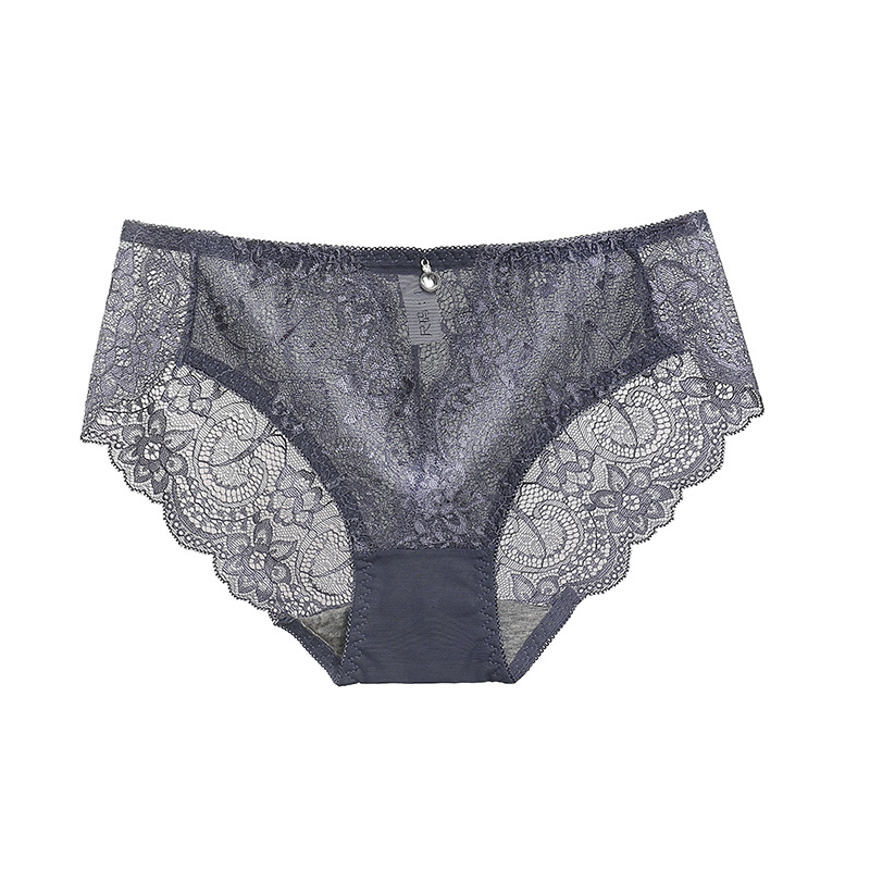 Panty de Encaje de Cintura Baja para Mujer de Nailon Transpirable y Sin Costuras para Uso Diario