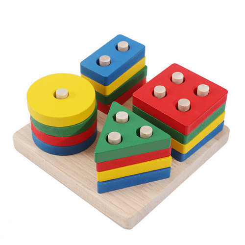 Puzzle early education set column baby geometry intelligence board shape matching building block toys teaching aids early childhood enlightenment