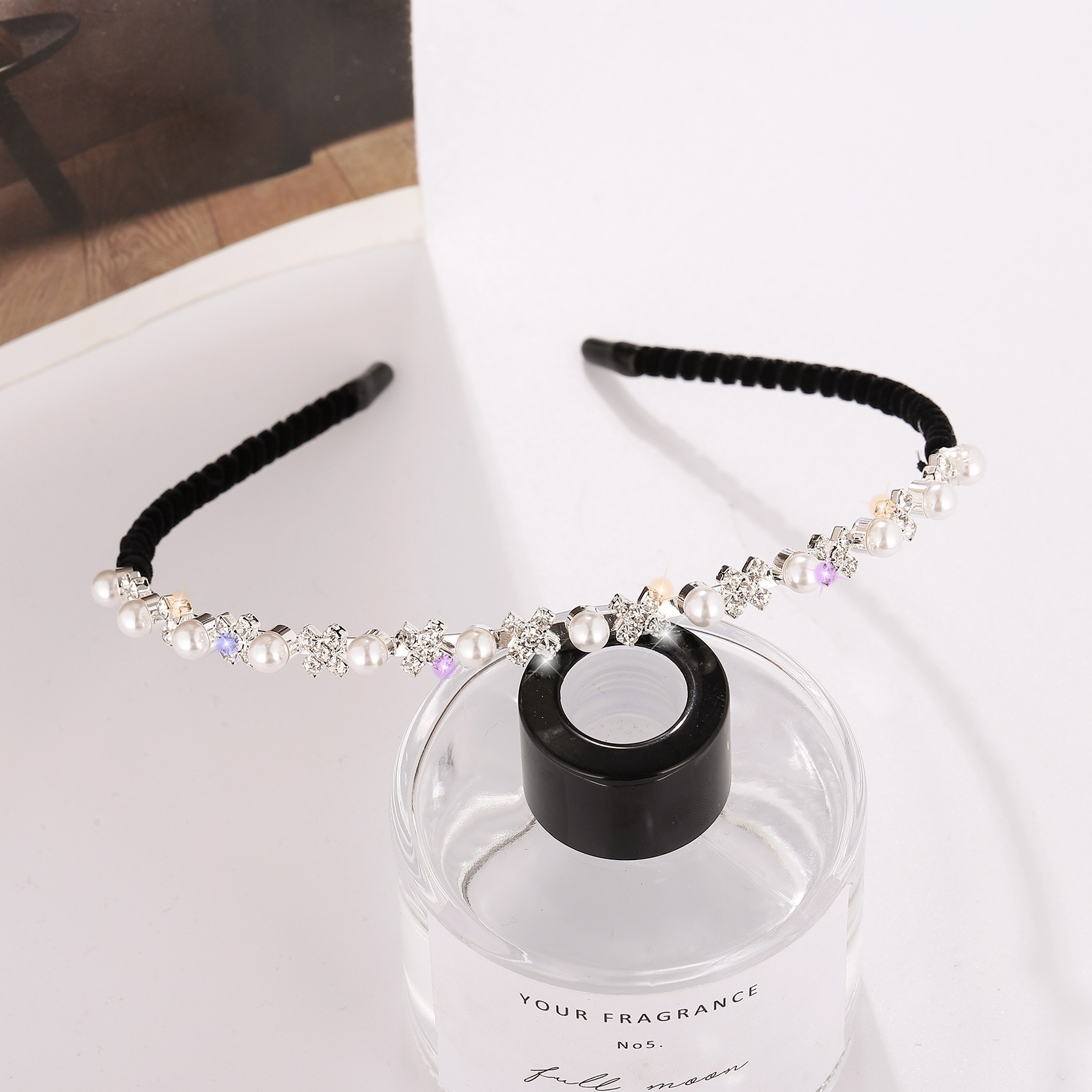Corea del Sur moda tela accesorios para el cabello Cruz diamante fino diadema rhinestone tocado franela sinuoso diadema accesorios para el cabello image 8
