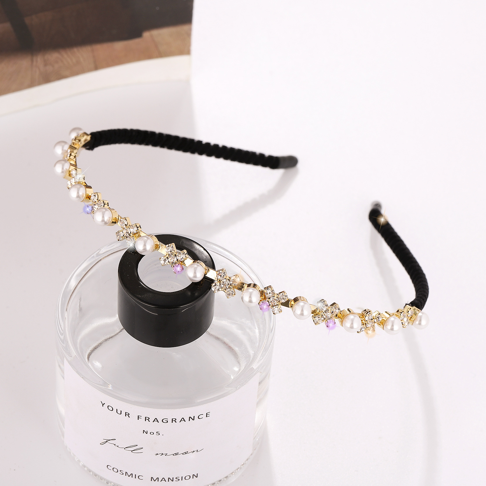 Corea del Sur moda tela accesorios para el cabello Cruz diamante fino diadema rhinestone tocado franela sinuoso diadema accesorios para el cabello image 7