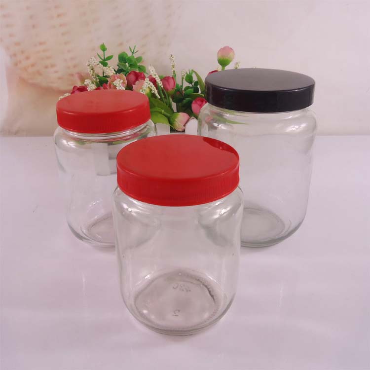 厂家直销塑料盖密封泡菜玻璃瓶豆瓣酱瓶玻璃罐头瓶芝麻酱瓶批发