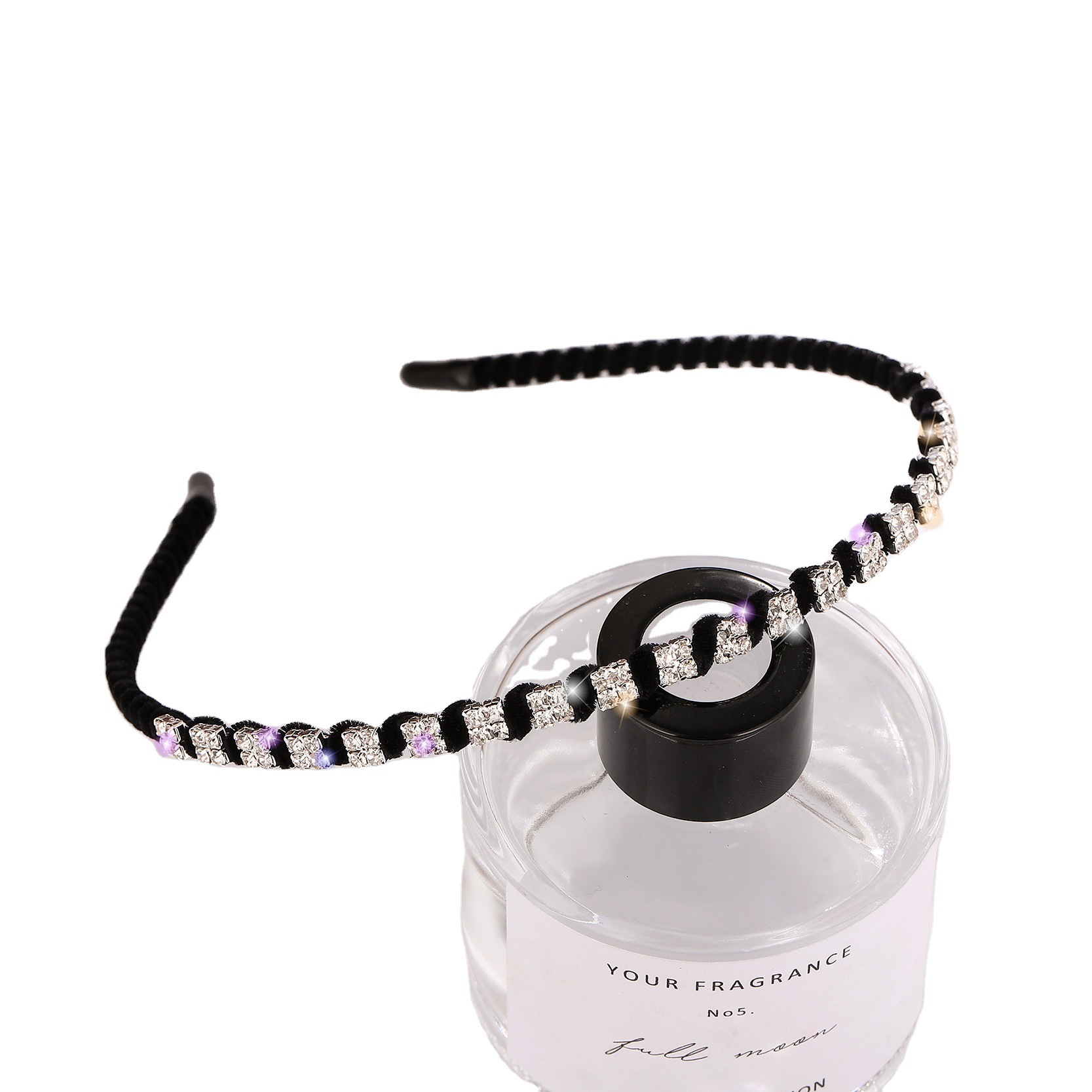 Corea del Sur moda tela accesorios para el cabello Cruz diamante fino diadema rhinestone tocado franela sinuoso diadema accesorios para el cabello