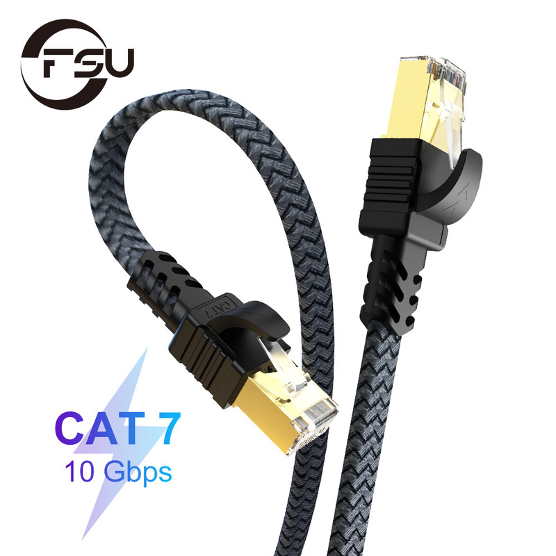 Category 7 Gold-Plated Braided Flat Network Cable Cat7 10g Pure Copper Network Patch Cord 0.5- 30m Manufacturer