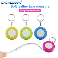 Cartoon retractable soft ruler candy-colored round tape measure with keychain measurements clothing leather tape measure 1.5m gift ruler