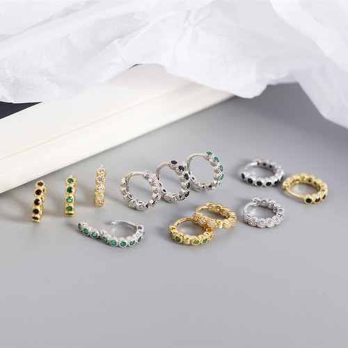 YHE0277 European and American cross-border best-selling S925 sterling silver INS diamond-encrusted fashionable stacked ear bone earrings and earrings