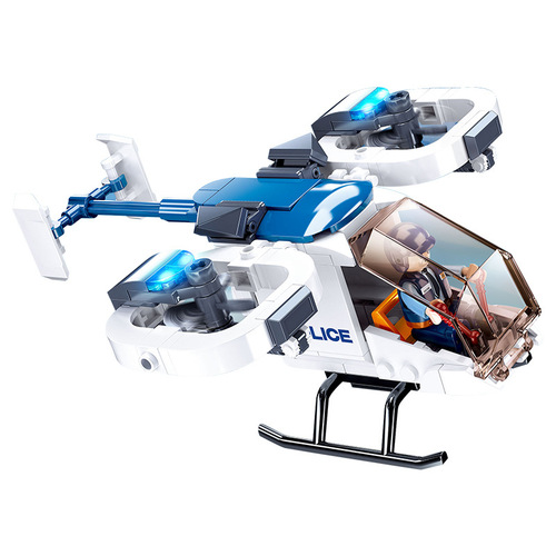 Happy Little Luban Military Fire Helicopter Tank Building Blocks Small Particle Children's Assembled Puzzle Building Blocks