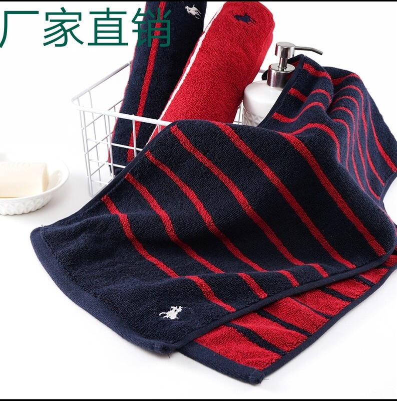 Foreign trade original single export POLO high-grade yarn-dyed embroidered jacquard boutique thickened square towel face towel sports towel bath towel