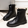 Martens, fleece winter fashionable low boots English style platform, internet celebrity, British style