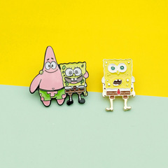海綿寶寶籃球卡通可愛別針飾品服裝胸針金屬防走光扣獨立包裝徽章