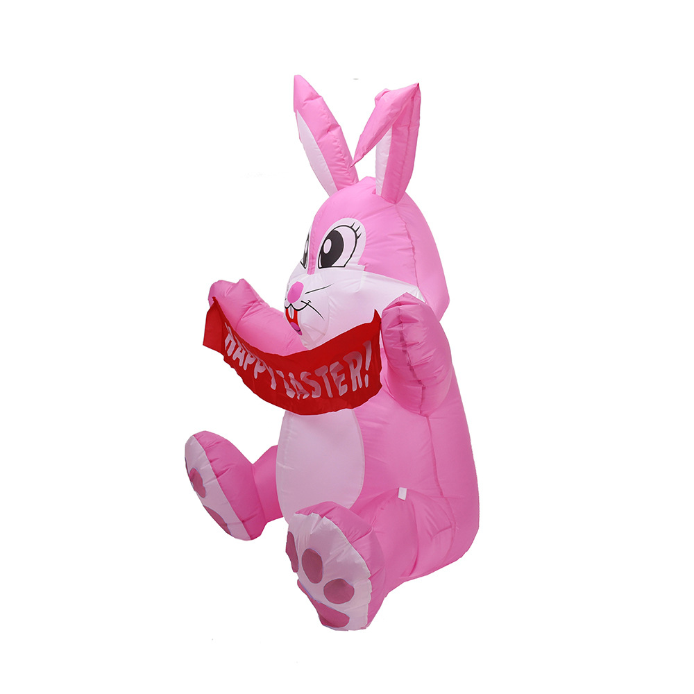 Conejo de Pascua inflable transfronterizo 1.5m conejo rosa lindo LED luminoso modelo de aire decoración de patio