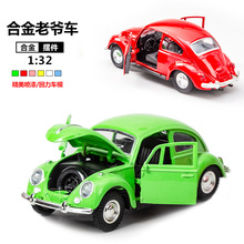 跨境1:32合金三开门甲壳虫汽车模型儿童玩具汽车摆件车男孩玩具