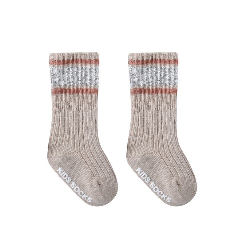 20 otoño e invierno nuevo doble aguja de tubo alto antideslizante bebé calcetines bebé antideslizante piso Calcetines niños calcetines de aguja gruesa