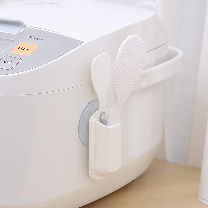 Japanese Style Seamless Suction Type Rice Spoon Holder Kitchen Rice Spoon Storage Artifact Rice Shovel Rack Plastic Rice Shovel Storage Rack