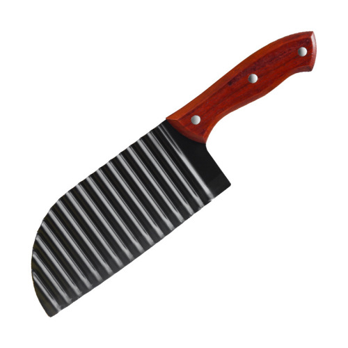 Factory supplies creative stainless steel kitchen knife, integrated corrugated potato knife, special wolf tooth knife for French fries, corrugated knife wholesale
