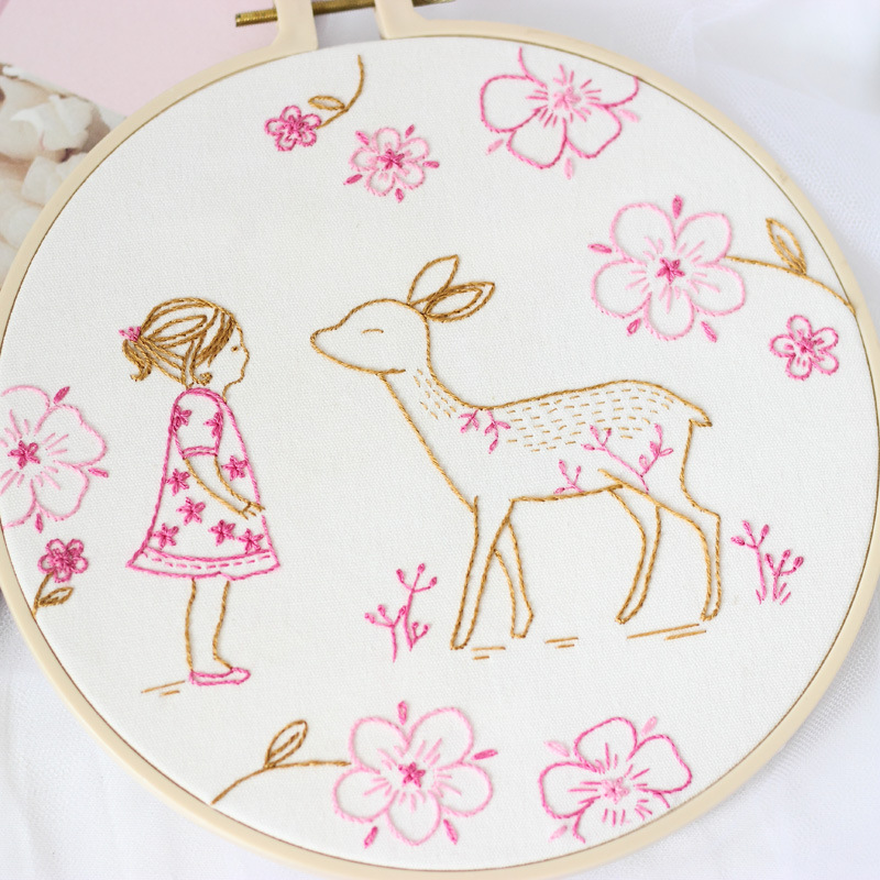 Chica fresca DIY bordado hecho a mano material paquete kit principiante japonés y coreano tela bordado costura traje