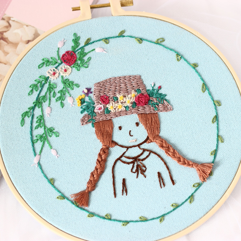 Chica fresca DIY bordado hecho a mano material paquete kit principiante japonés y coreano tela bordado costura traje