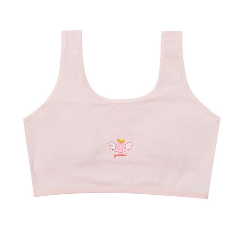 Girls' bra, development period vest, tube top, wide shoulder strap, pure cotton, primary and secondary school students' sports breathable underwear, anti-bulge