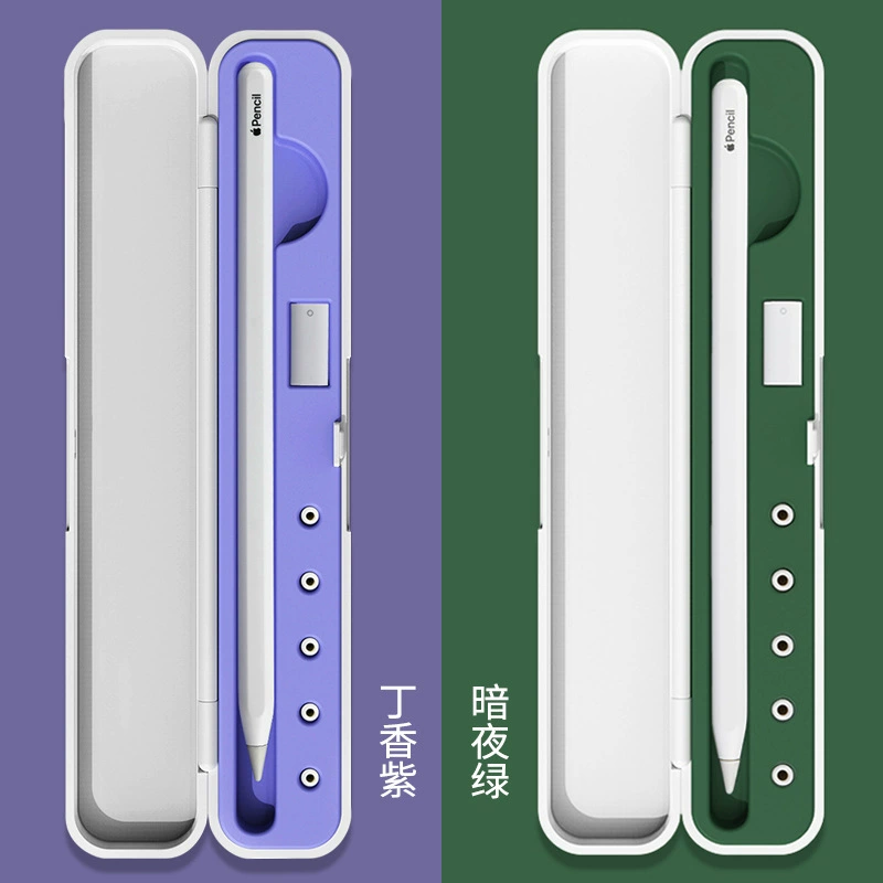 Apple Pencil Storage Case (Apple Pencil 1/2) — Multi‑Function Pen Box, Lilac & Dark Night Green