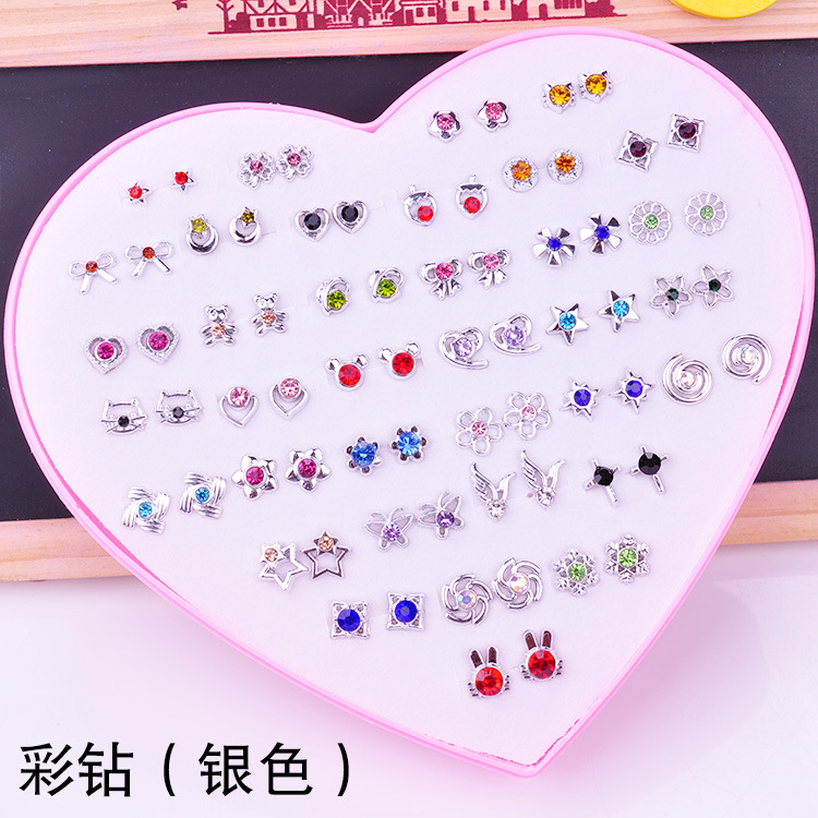 120 conjuntos de aretes de amor, aretes de resina de diamantes de temperamento femenino, joyas de plástico, joyería de Yiwu al por mayor