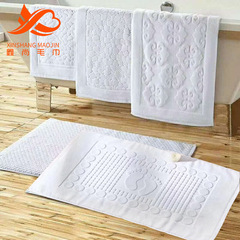 酒店布草防滑地巾 色織提花地巾定 制logo 賓館刻字腳墊純棉地巾