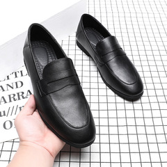 Black Small Leather Shoes, British Style, 2020, Versatile Flat Loafers, Model 7031-G