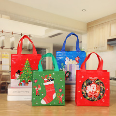 Amazon Shopee Nonwoven Small Christmas Patterned Gift Packaging Bag Nonwoven Color Printing 3D Handbag 