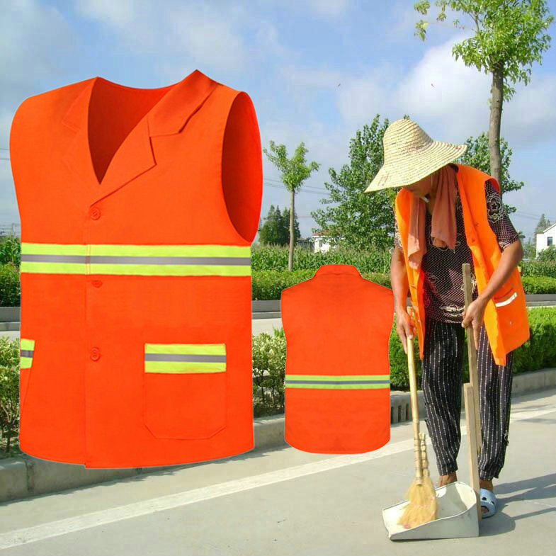 厂家批发斜纹布衬衣领环卫马甲 制服呢反光衣园林绿化劳保服