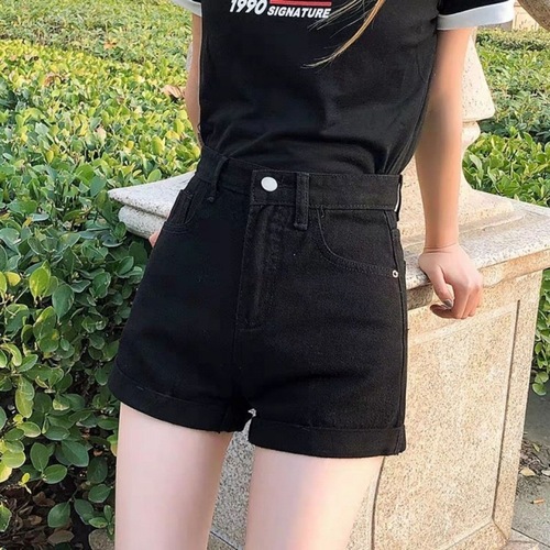 Women's High-Waisted Black Spring and Autumn 2025 Versatile Slimming White Loose Wide Leg A-Line Hot Pants Ins