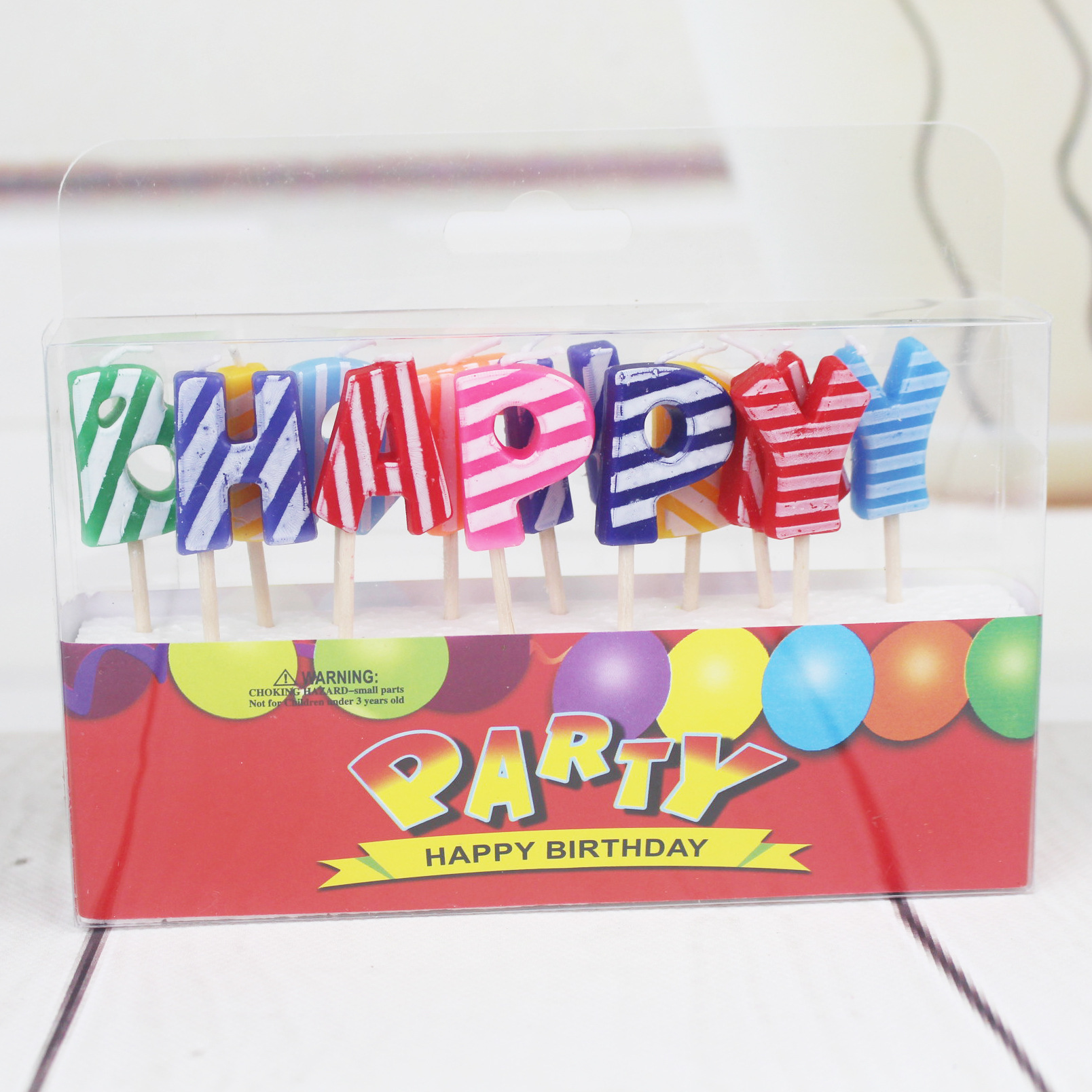 Venta al por mayor colorido carta vela creativa punto sarga happybirthday Inglés pastel de cumpleaños vela