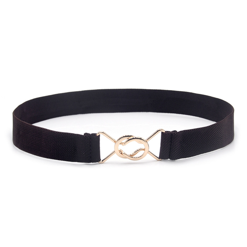 Nuevo solo anillo negro japonés simple elástico cintura sello vestido de las mujeres cinturón Delgado anillo hebilla cintura sello