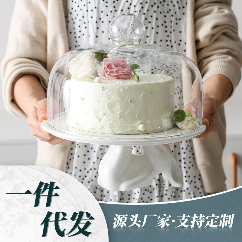 Nordic Style Cute Rabbit High Foot Tray Cake Plate snack plate Afternoon Tea snack plate Birthday Party Wedding Dessert
