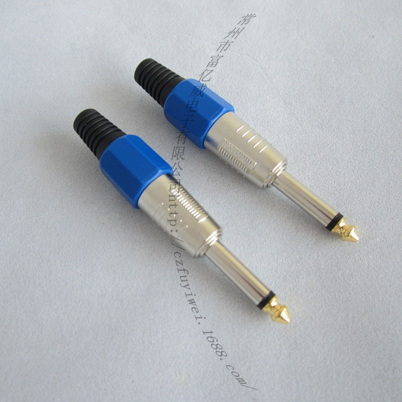 6.35单声道意式镀金插头 6.35麦克风话筒音响插头