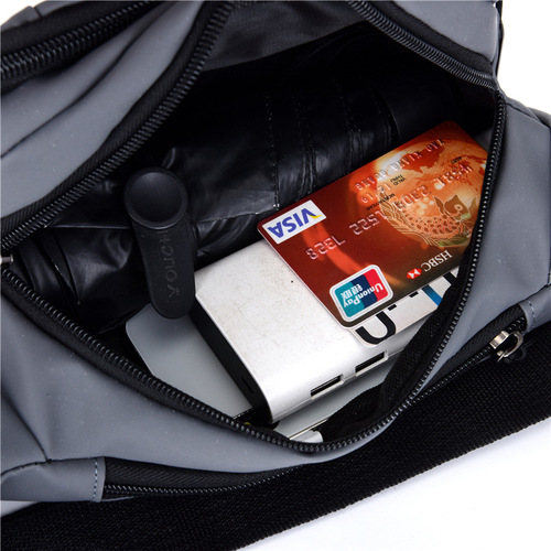New Fashion Casual Men's Waist Bag Oxford Cloth Waterproof Trendy Crossbody Bag Multi-layer Multifunctional Single Shoulder Bag