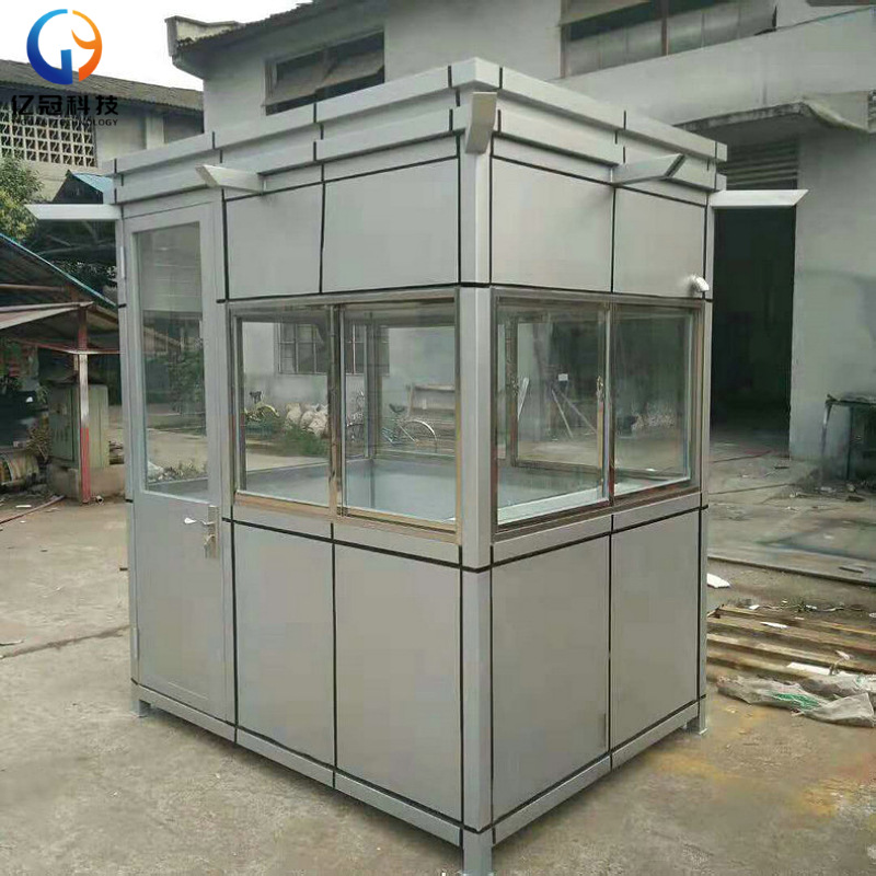 厂家生产成品钢结构岗亭 方形钢结构岗亭 成品站台岗亭道闸机