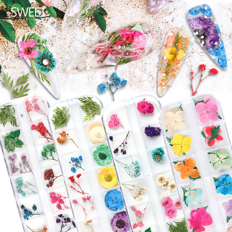 Cross-border hot nail dried flower ins summer nail sunflower starry water fairy flower nail decals nail Cross-border hot nail dried flower ins summer nail sunflower starry water fairy flower nail decals nail