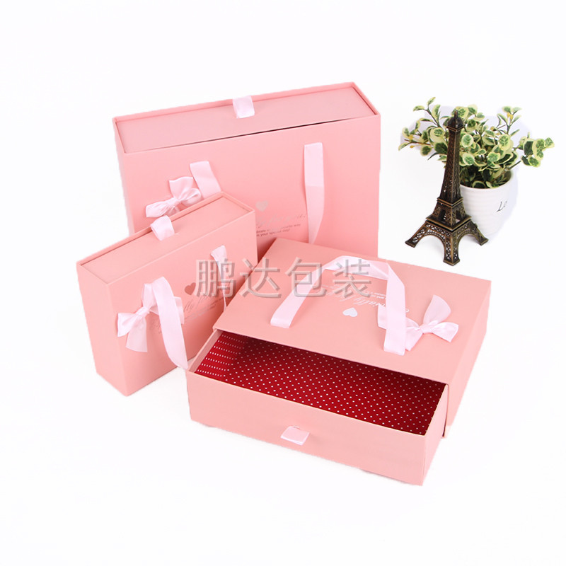 En stock cajón caja de regalo Rosa embalaje bolso caja de caramelo regalo cartón personalizable lote de cartón