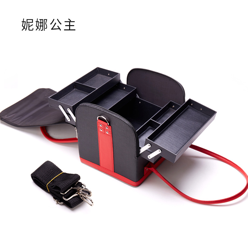 Simple color a juego portátil estilo coreano bolsa de cosméticos bolsa de almacenamiento multi-capa de maquillaje grande artista maquillaje manicura bolsa de tatuaje bolsa