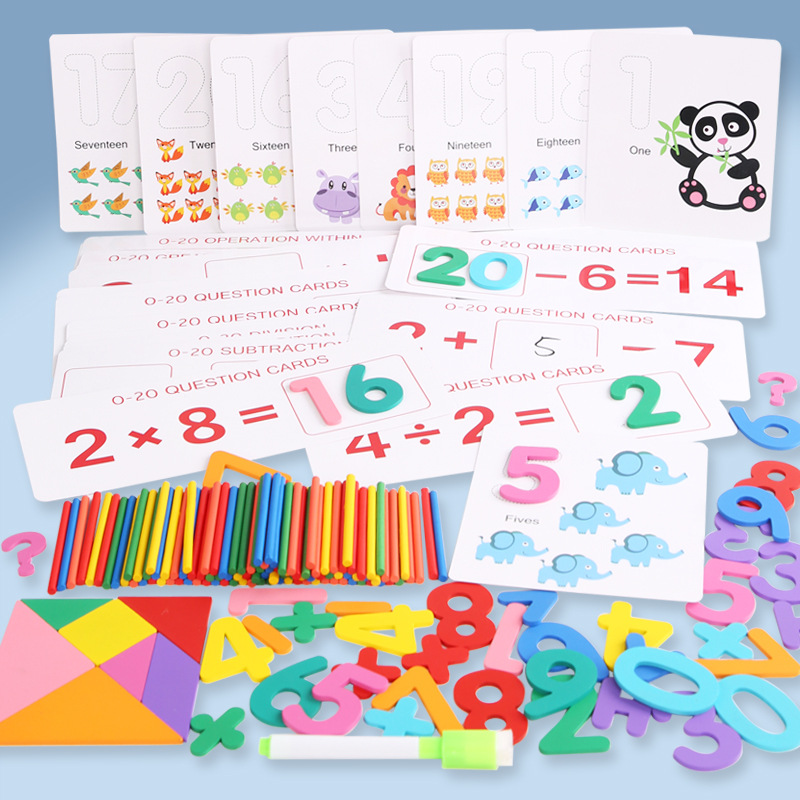 English letters spelling words number operation matching cognitive game children's puzzle early education puzzle wooden toys