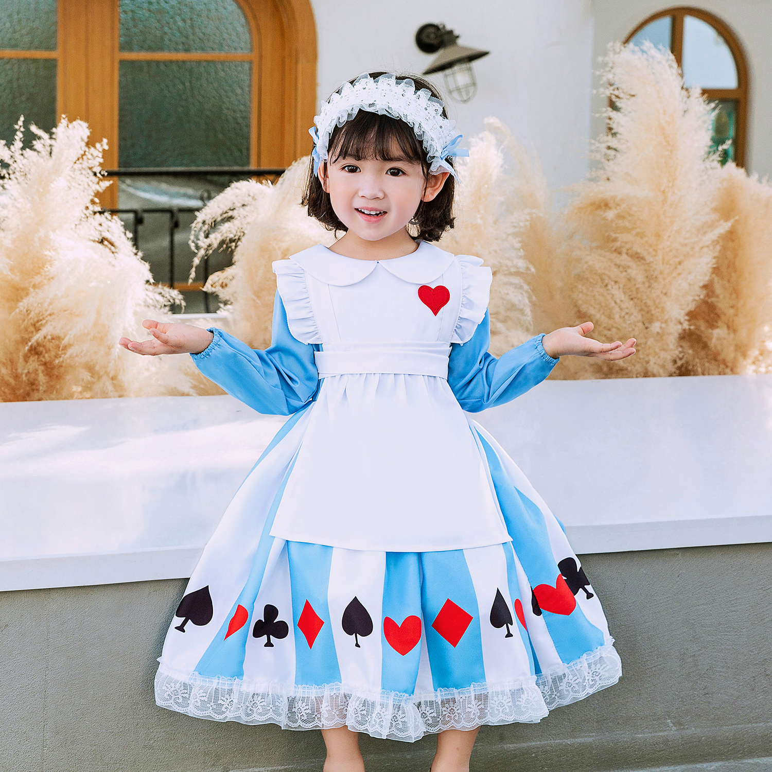 2020 Comercio exterior niñas Lolita niños de manga larga de dos piezas Alice princesa vestido de criada falda para niños